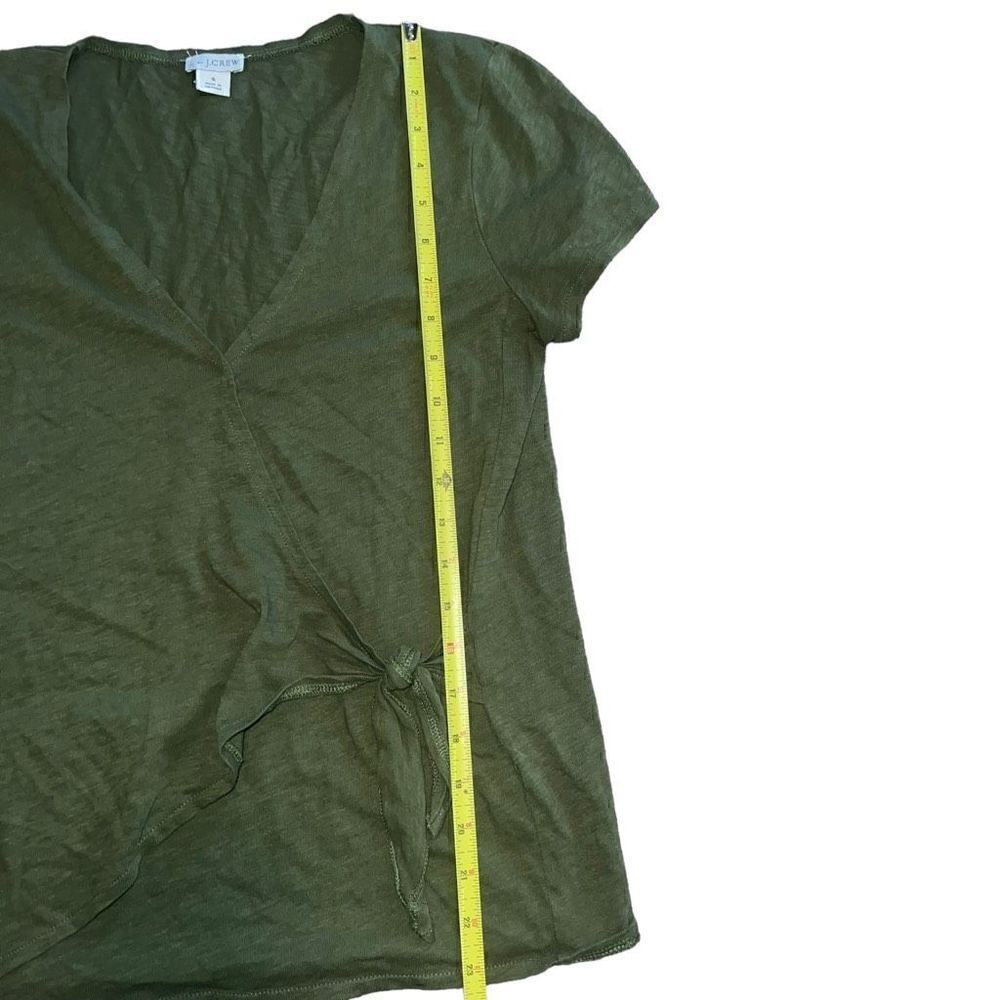 J BY JCREW Green 100% Cotton V-Neck Wrap Short Sleeve Top Size S - Picture 7 of 7